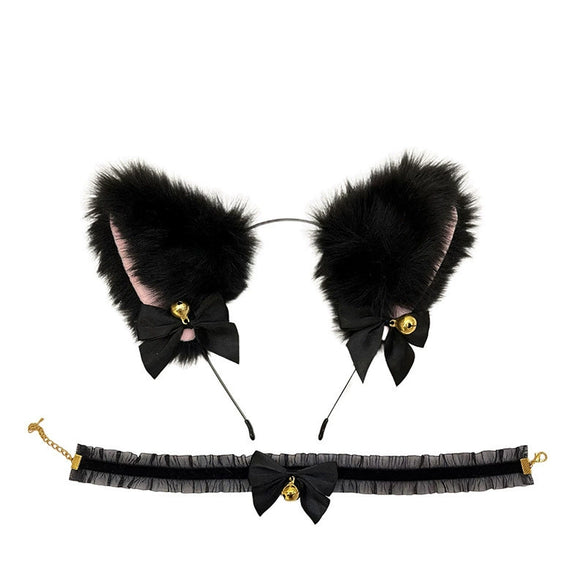 Women's Fluffy Plush Cos Animal Ear Headbands Polyester Fiber Handmade
