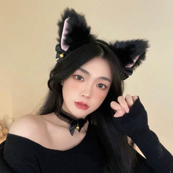 Women's Fluffy Plush Cos Animal Ear Headbands Polyester Fiber Handmade
