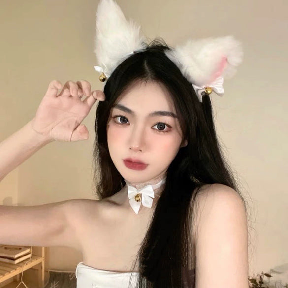 Women's Fluffy Plush Cos Animal Ear Headbands Polyester Fiber Handmade