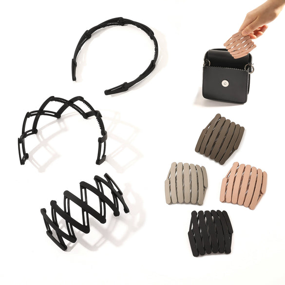 Women's Foldable Abs Plastic Resin Headband With Nonslip Teeth And Handmade Hair Accessory Design