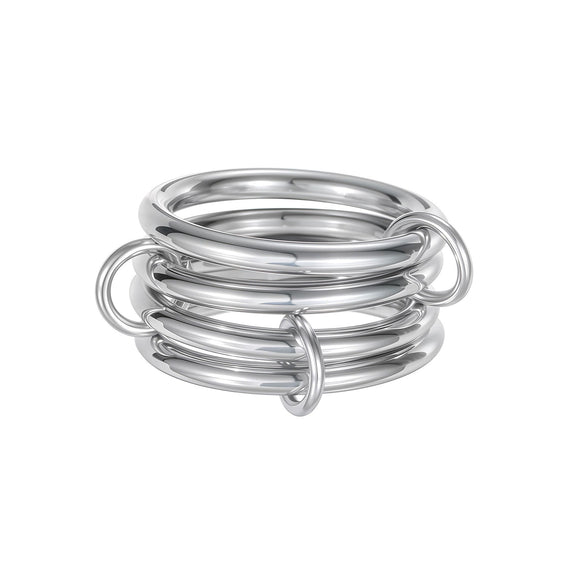 Women's Fourlayer Stacked Ring Titanium Steel 18K Gold Plated Geometric Style Hand Jewelry