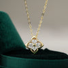 Women's Fourleaf Clover Flower Pattern 925 Sterling Silver Moissanite Pendant Necklace Set With Diamonds 14K Gold Plated