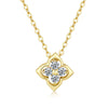 Women's Fourleaf Clover Flower Pattern 925 Sterling Silver Moissanite Pendant Necklace Set With Diamonds 14K Gold Plated