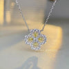 Women's Fourleaf Clover S925 Sterling Silver Ochain Necklace With Yellow Diamond Design And Light Luxury Style