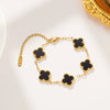 Women's Fourleaf Clover Titanium Steel Earrings With Electroplated Geometric Design Highend Sense Summer Niche Fashion Temperament