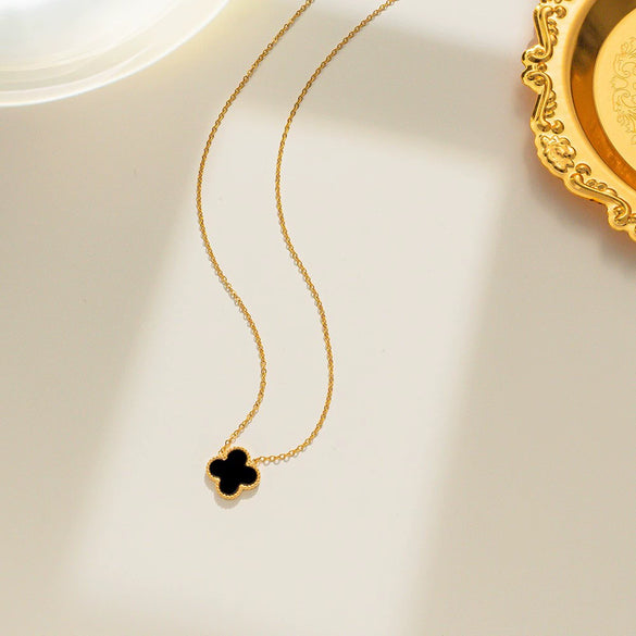 Women's Fourleaf Clover Titanium Steel Earrings With Electroplated Geometric Design Highend Sense Summer Niche Fashion Temperament