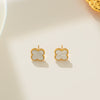 Women's Fourleaf Clover Titanium Steel Earrings With Electroplated Geometric Design Highend Sense Summer Niche Fashion Temperament