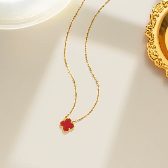 Women's Fourleaf Clover Titanium Steel Earrings With Electroplated Geometric Design Highend Sense Summer Niche Fashion Temperament