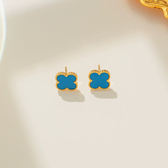 Women's Fourleaf Clover Titanium Steel Earrings With Electroplated Geometric Design Highend Sense Summer Niche Fashion Temperament