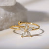 Women's French Retro Antique Flowershaped Stainless Steel Ring Inlaid With Zircon