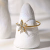 Women's French Retro Antique Flowershaped Stainless Steel Ring Inlaid With Zircon