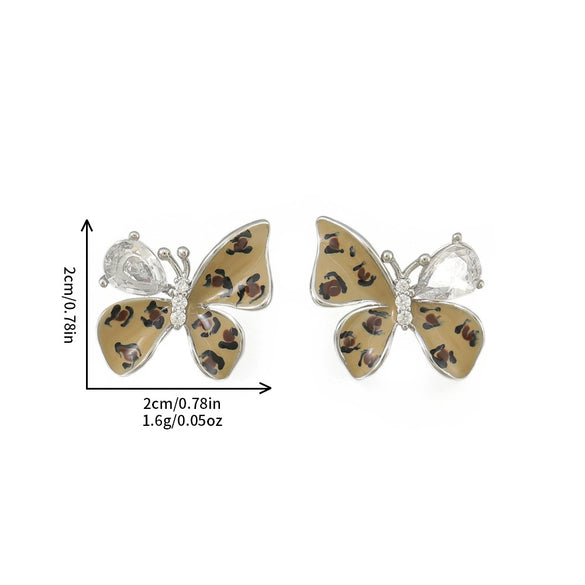 Women's French Retro Copper Earrings With Dead Leaf Butterfly Design And Electroplating Treatment