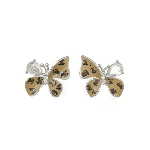 Women's French Retro Copper Earrings With Dead Leaf Butterfly Design And Electroplating Treatment