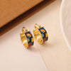 Women's French Retro Geometric Oil Dripping Copper Handmade Earrings