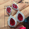 Women's French Retro Long Water Drop Copper Zircon Imitation Ruby Earrings