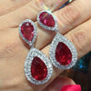 Women's French Retro Long Water Drop Copper Zircon Imitation Ruby Earrings