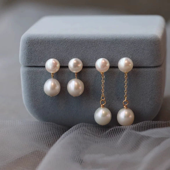 Women's French Retro Natural Freshwater Pearl Ear Clip Earrings Alien Shape Exotic Style