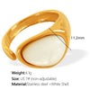 Women's French Retro Natural Tiger Eye Stone Ring 316L Stainless Steel 18K Gold Plated Electroplated
