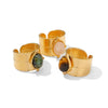 Women's French Retro Titanium Steel Natural Stone Tiger Beads Wide Opening Ring Inlaid Zircon Geometric Jewelry