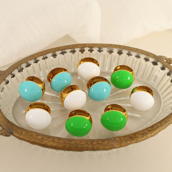 Women's French Retro U Shape 316L Stainless Steel Gold Plated Earrings