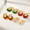 Women's French Retro U Shaped Resin Earrings With Stainless Steel Posts And Vacuum Gold Plated Finish Geometric Niche Design