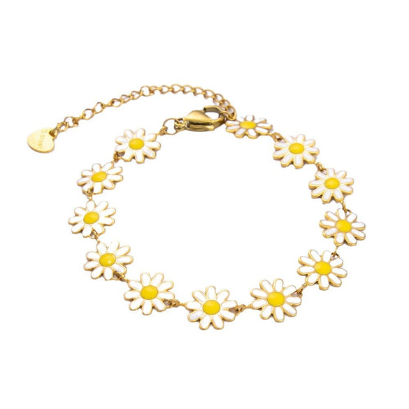 Women's Fresh Flower Stainless Steel And Titanium Steel Electroplated Bracelet