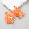Women's Fresh Resin Petals Long Tassel Earrings With Flower Pattern And Electroplating