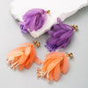 Women's Fresh Resin Petals Long Tassel Earrings With Flower Pattern And Electroplating