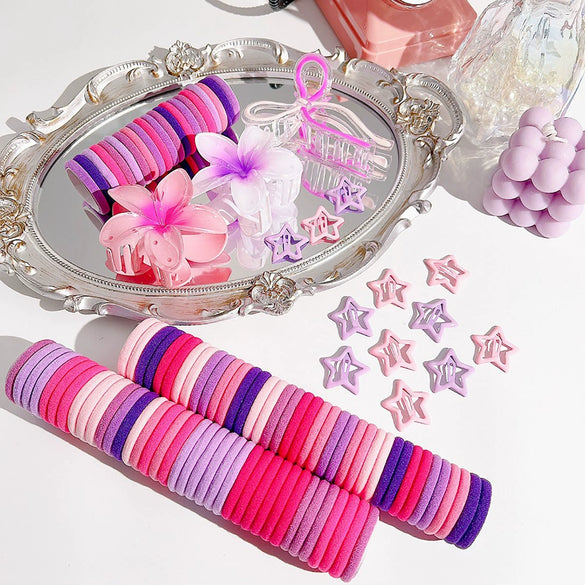 Women's Fresh Sweet Hair Clip Set With Elastic Hair Band Bow And Plumeria Plastic Resin Material Electroplating Technology