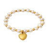 Women's Fresh Water Pearl Stitching Steel Ball Peach Heart Pendant Titanium Steel Bracelet With Distinctive And Creative Design
