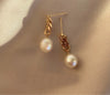 Women's Freshwater Baroque Pearl Earrings With Silver Pin Plated 14K Gold Chain