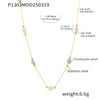 Women's Freshwater Cultured Pearl And Stainless Steel Geometric Pattern Fine Clavicle Chain With Electroplating