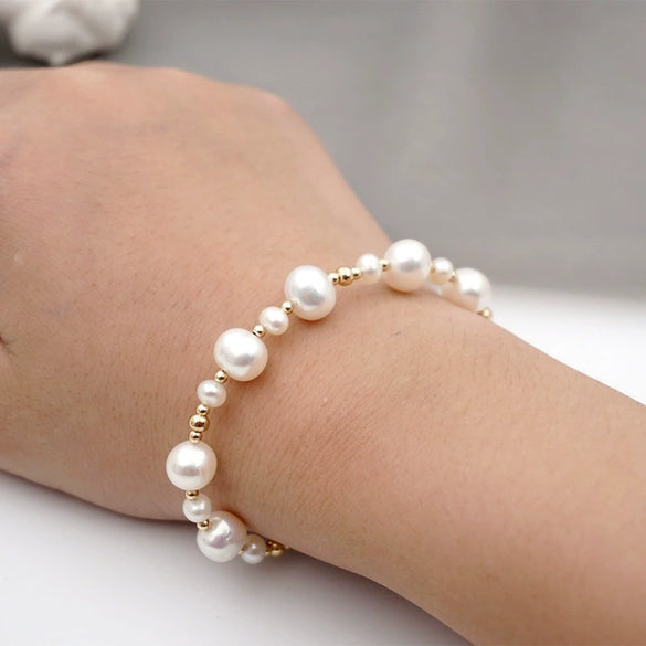 Women's Freshwater Pearl Adjustable Bracelet Geometric Style