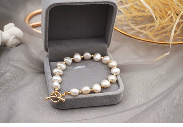 Women's Freshwater Pearl Alien Shape Copper Bracelet Jewelry Niche Design Light Luxury Trendy Elegant Simple