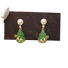 Women's Freshwater Pearl And Chalcedony Gourd Earrings With Plum Blossom Pattern S925 Sterling Silver Needle