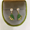 Women's Freshwater Pearl And Chalcedony Gourd Earrings With Plum Blossom Pattern S925 Sterling Silver Needle