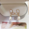 Women's Freshwater Pearl And Natural Shell Sea Motherofpearl Butterfly Earrings Rice And Droplet Shape