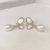 Women's Freshwater Pearl And Natural Shell Sea Motherofpearl Butterfly Earrings Rice And Droplet Shape