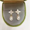 Women's Freshwater Pearl And Seashell Fritillaria Four Leaf Clover Drop Earrings Oblate And Rice Shape S925
