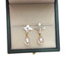 Women's Freshwater Pearl And Seashell Fritillaria Four Leaf Clover Drop Earrings Oblate And Rice Shape S925