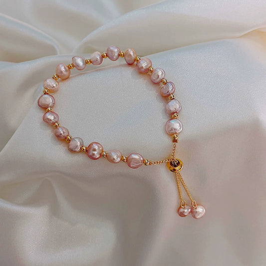 Women's Freshwater Pearl Baroque Style Copper Bracelet Jewelry