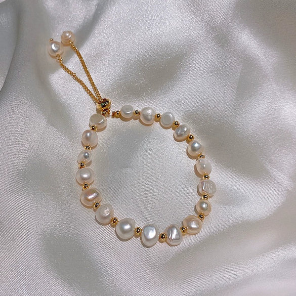 Women's Freshwater Pearl Baroque Style Copper Bracelet Jewelry