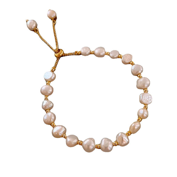 Women's Freshwater Pearl Baroque Style Copper Bracelet Jewelry