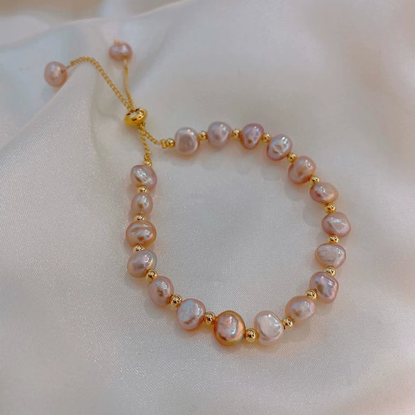 Women's Freshwater Pearl Baroque Style Copper Bracelet Jewelry