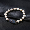 Women's Freshwater Pearl Bracelet With Zircon Accents Geometric Minimalist Copper Design With Electroplated Finish