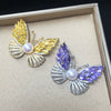 Women's Freshwater Pearl Butterfly Brooch Pearl Inlaid Craft For Coat Accessories Simple Natural Style