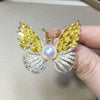 Women's Freshwater Pearl Butterfly Brooch Pearl Inlaid Craft For Coat Accessories Simple Natural Style