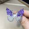 Women's Freshwater Pearl Butterfly Brooch Pearl Inlaid Craft For Coat Accessories Simple Natural Style