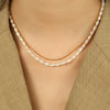 Women's Freshwater Pearl Double Layer Necklace 316L Stainless Steel Electroplated Fashion Style