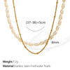 Women's Freshwater Pearl Double Layer Necklace 316L Stainless Steel Electroplated Fashion Style